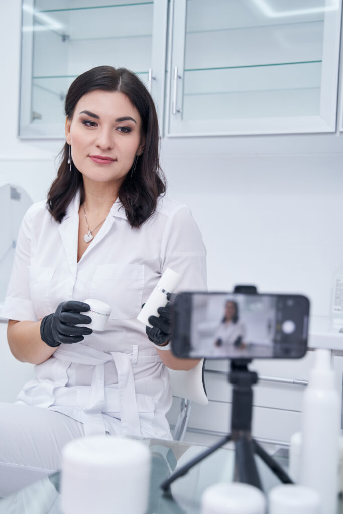 Dermatology Doctor making a video for social media channels for online consultation or sharing tips on skincare 